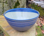 Load image into Gallery viewer, Large Serving Bowl in Blue Lapis Art Deco Pattern
