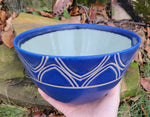 Load image into Gallery viewer, Small Serving Bowl in Blue Lapis Art Deco Pattern
