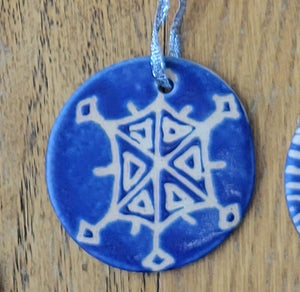 Flat Ornament Blue Snowflake