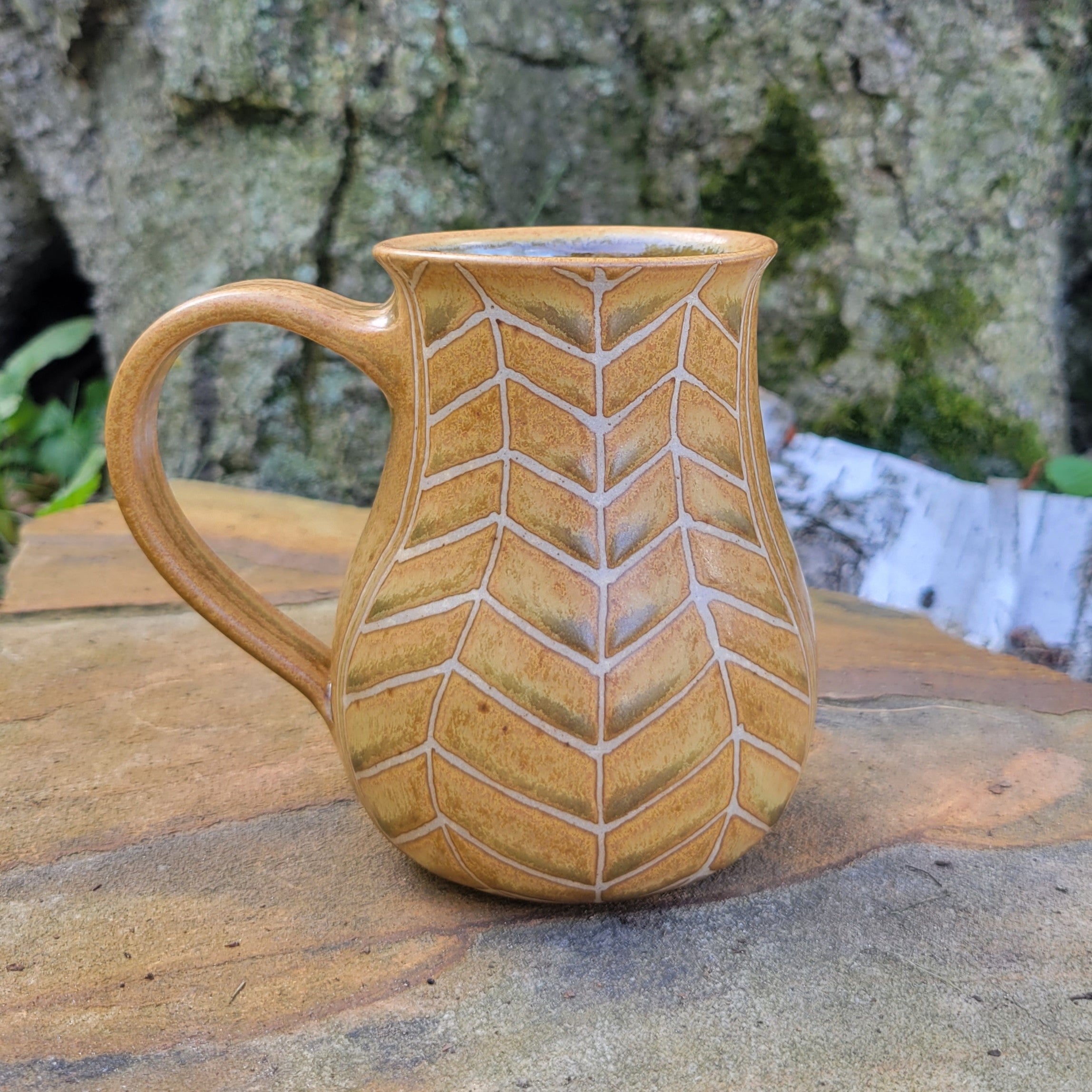 Chevron Mug Yellow Ochre