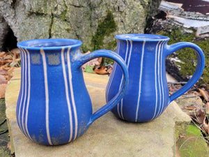 Coffee Mug in Blue Lapis Pinstripe Pattern