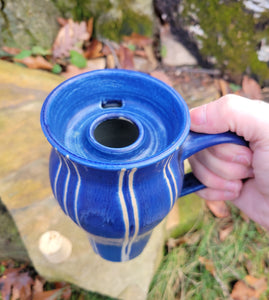 Mug Travel Mug in Blue Lapis Pinstripe