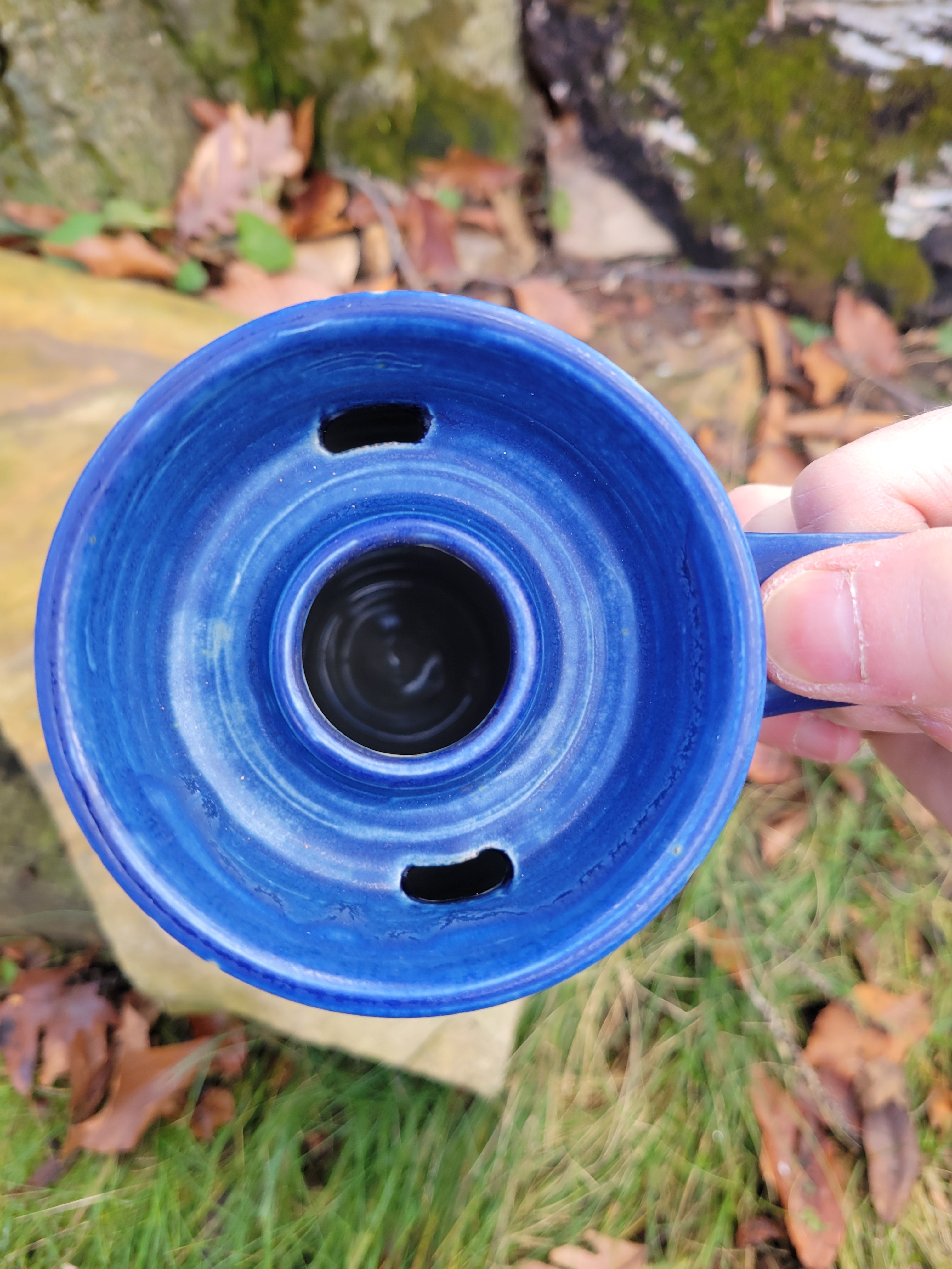 Mug Travel Mug in Blue Lapis Pinstripe