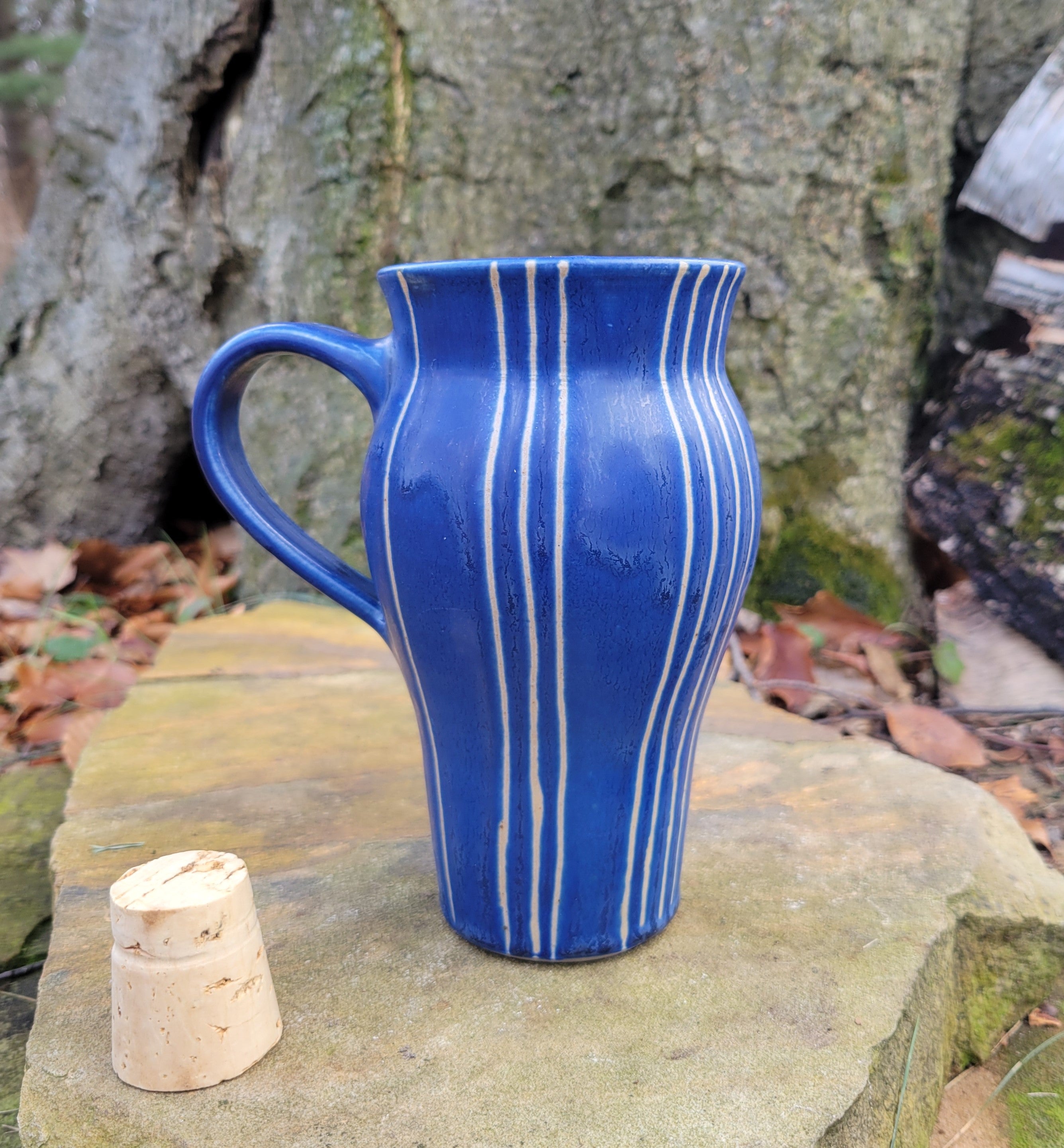 Mug Travel Mug in Blue Lapis Pinstripe