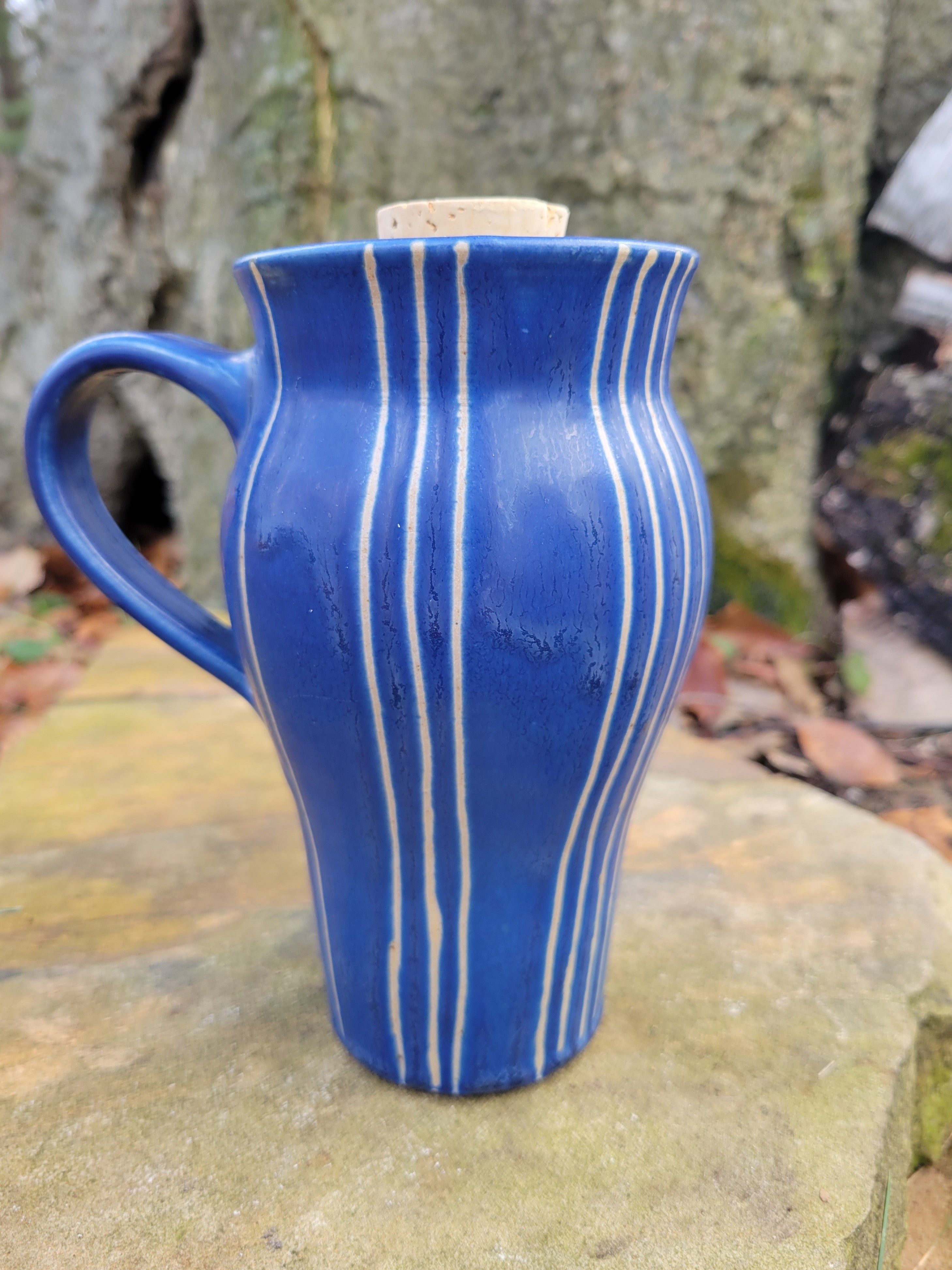 Mug Travel Mug in Blue Lapis Pinstripe