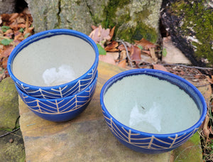 Cereal Bowls in Blue Lapis Chevron