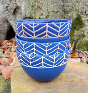 Cereal Bowls in Blue Lapis Chevron