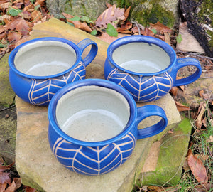 Soup Bowls in Blue Lapis Chevron Pattern