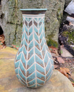 Load image into Gallery viewer, Vase in Turquoise Chevron Pattern
