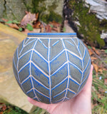 Load image into Gallery viewer, Vase in Blue Lapis Chevron Pattern
