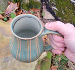 Load image into Gallery viewer, Coffee Mug in Blue Slate Pinstripe Pattern
