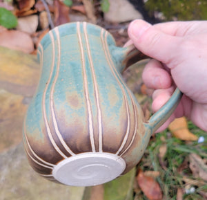 Coffee Mug in Slate Blue Pinstripe Pattern