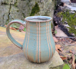 Load image into Gallery viewer, Coffee Mug in Slate Blue Pinstripe Pattern
