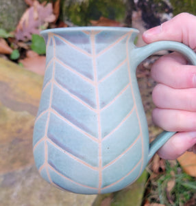 Coffee Mug in Light Turquoise Amethyst Chevron Pattern