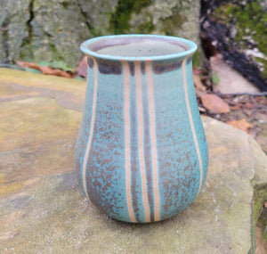 Coffee Mug in Turquoise Pinstripe Pattern