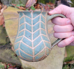 Load image into Gallery viewer, Coffee Mug in Slate Blue Chevron Pattern
