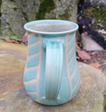 Load image into Gallery viewer, Coffee Mug in Light Turquoise Chevron Pattern
