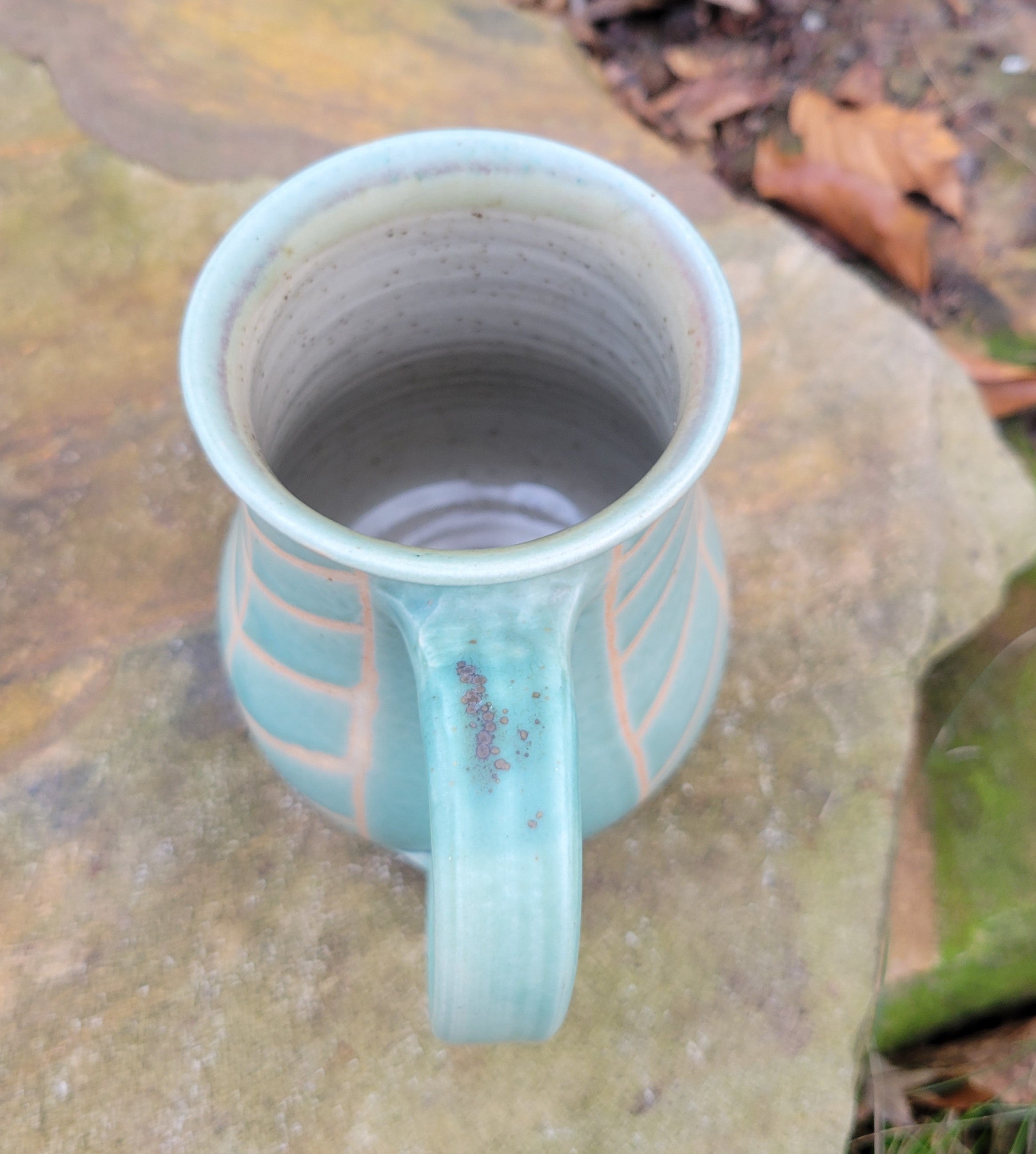 Coffee Mug in Light Turquoise Chevron Pattern