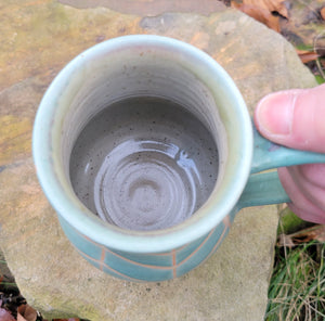 Coffee Mug in Light Turquoise Chevron Pattern