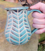 Load image into Gallery viewer, Coffee Mug in Turquoise Chevron Pattern
