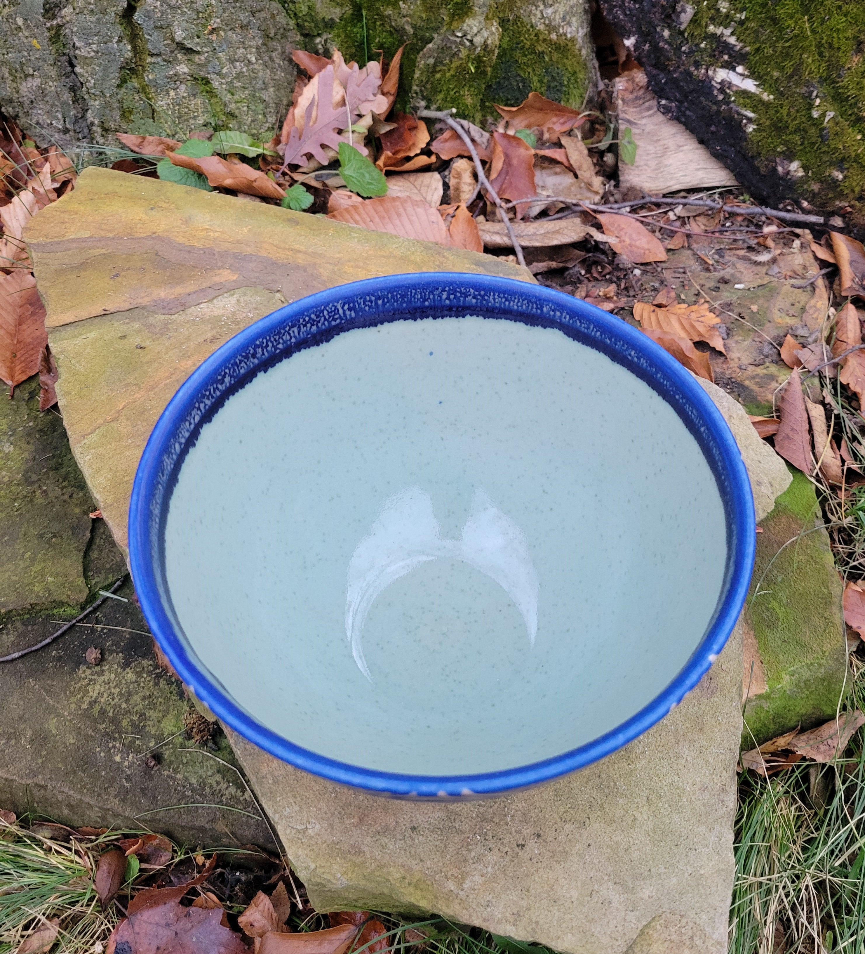 Small Serving Bowl in Blue Lapis Art Deco Pattern