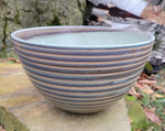 Load image into Gallery viewer, Large Serving Bowl in Turquoise Amethyst Pinstripe Pattern
