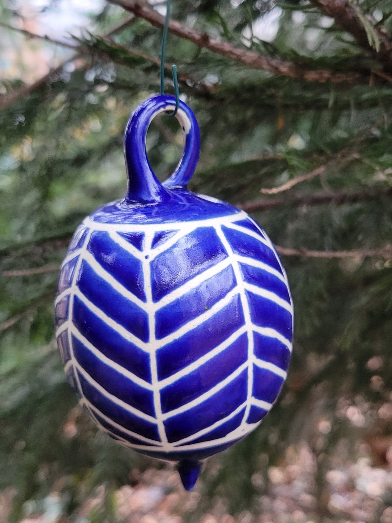 Ornament Blue with Chevron Pattern