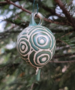 Ornament in Dark Green Circles Pattern