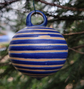Ornament in Blue Lapis Pinstripe Pattern