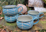 Load image into Gallery viewer, Soup Bowls in Blue Slate Chevron Pattern
