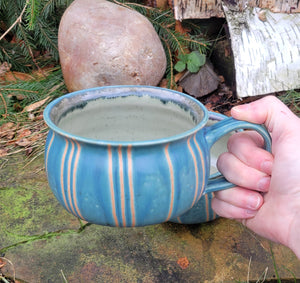 Soup Bowls in Blue Slate Pinstripe Pattern