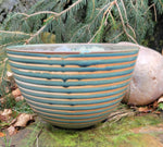 Load image into Gallery viewer, Large Serving Bowl in Blue Slate Pinstripe
