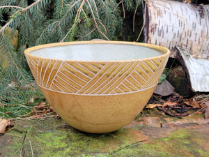 Large Serving Bowl in Ochre Basketweave