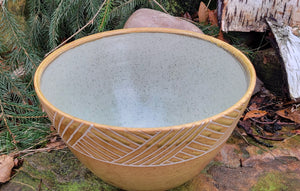 Large Serving Bowl in Ochre Basketweave