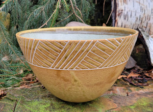 Large Serving Bowl in Ochre Basketweave