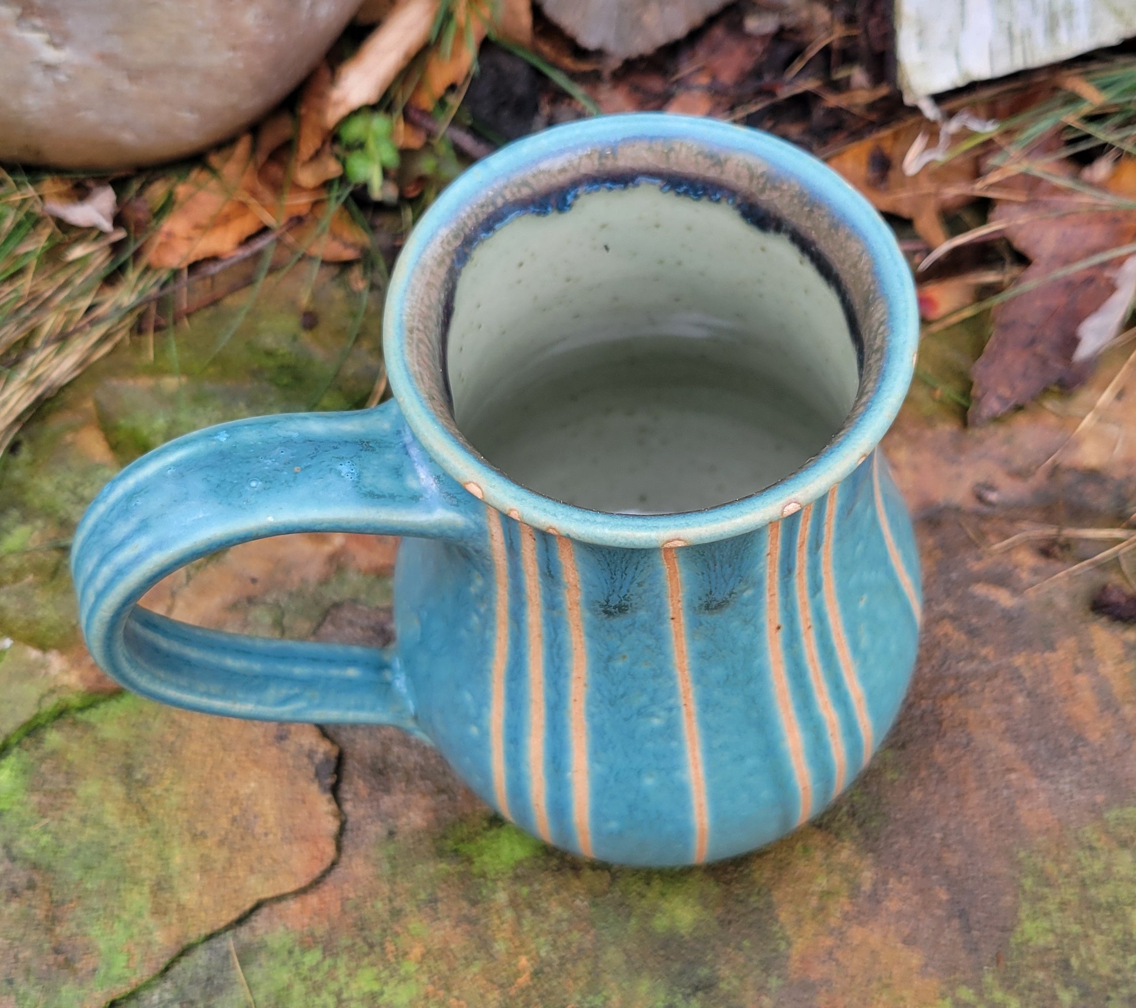 Coffee Mug in Slate Blue Pinstripe