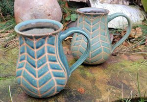 Coffee Mug in Slate Blue Chevron Pattern