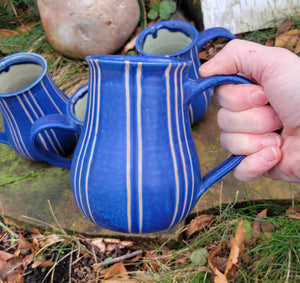 Coffee Mug in Blue Lapis Pinstripe Pattern