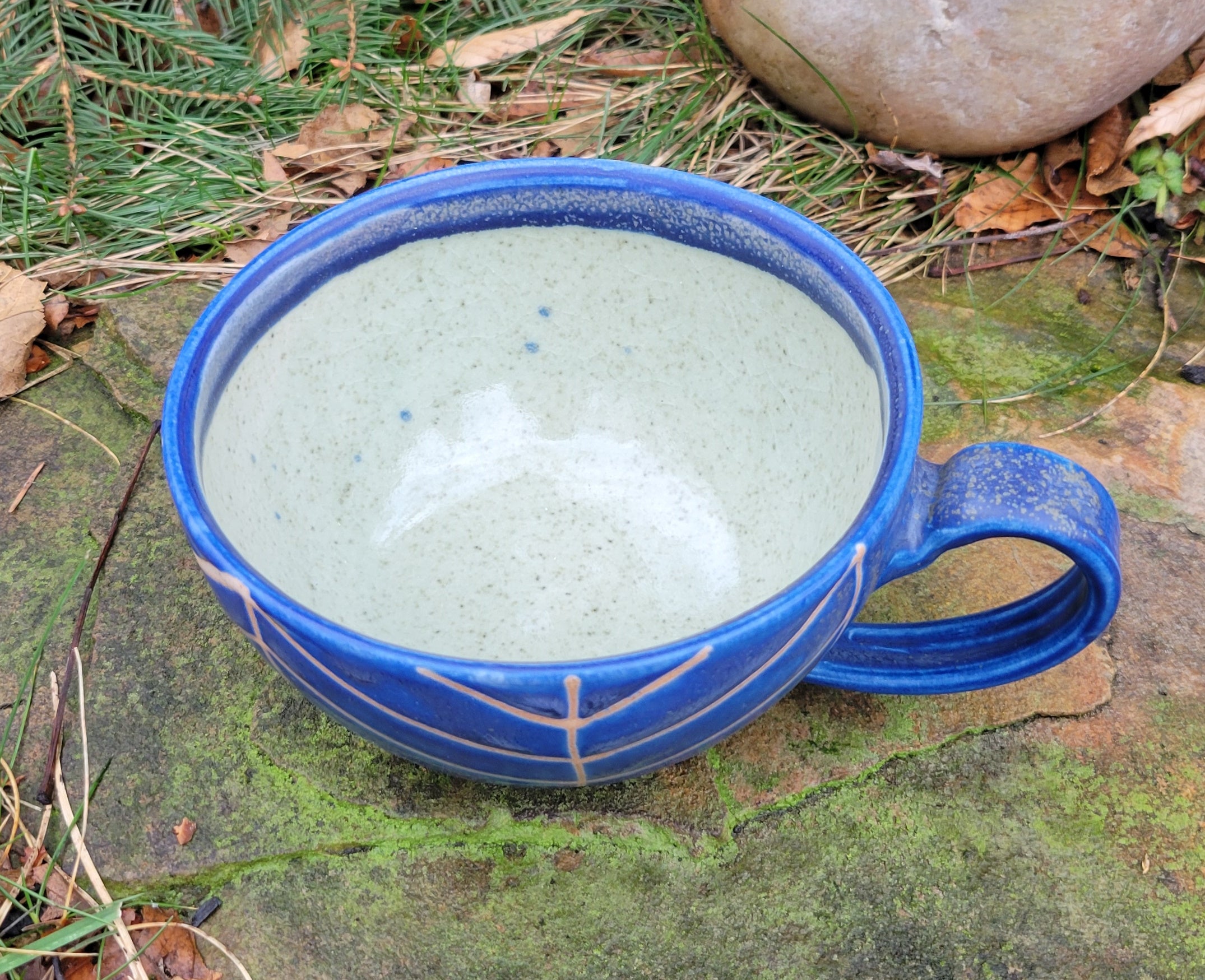 Latte Mug in Blue Lapis Chevron