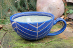 Load image into Gallery viewer, Latte Mug in Blue Lapis Chevron
