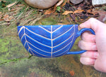 Load image into Gallery viewer, Latte Mug in Blue Lapis Chevron
