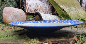 Wide Serving Bowl in Lapis Blue Chevron