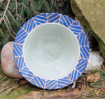 Load image into Gallery viewer, Wide Serving Bowl in Lapis Blue Chevron
