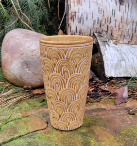 Vase in Yellow Ochre Scales Pattern