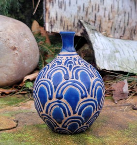 Bottle in Lapis Blue Scales pattern