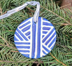 Flat Ornament Lapis Blue Basketweave