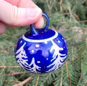 Ornament Glossy Cobalt Pine Trees