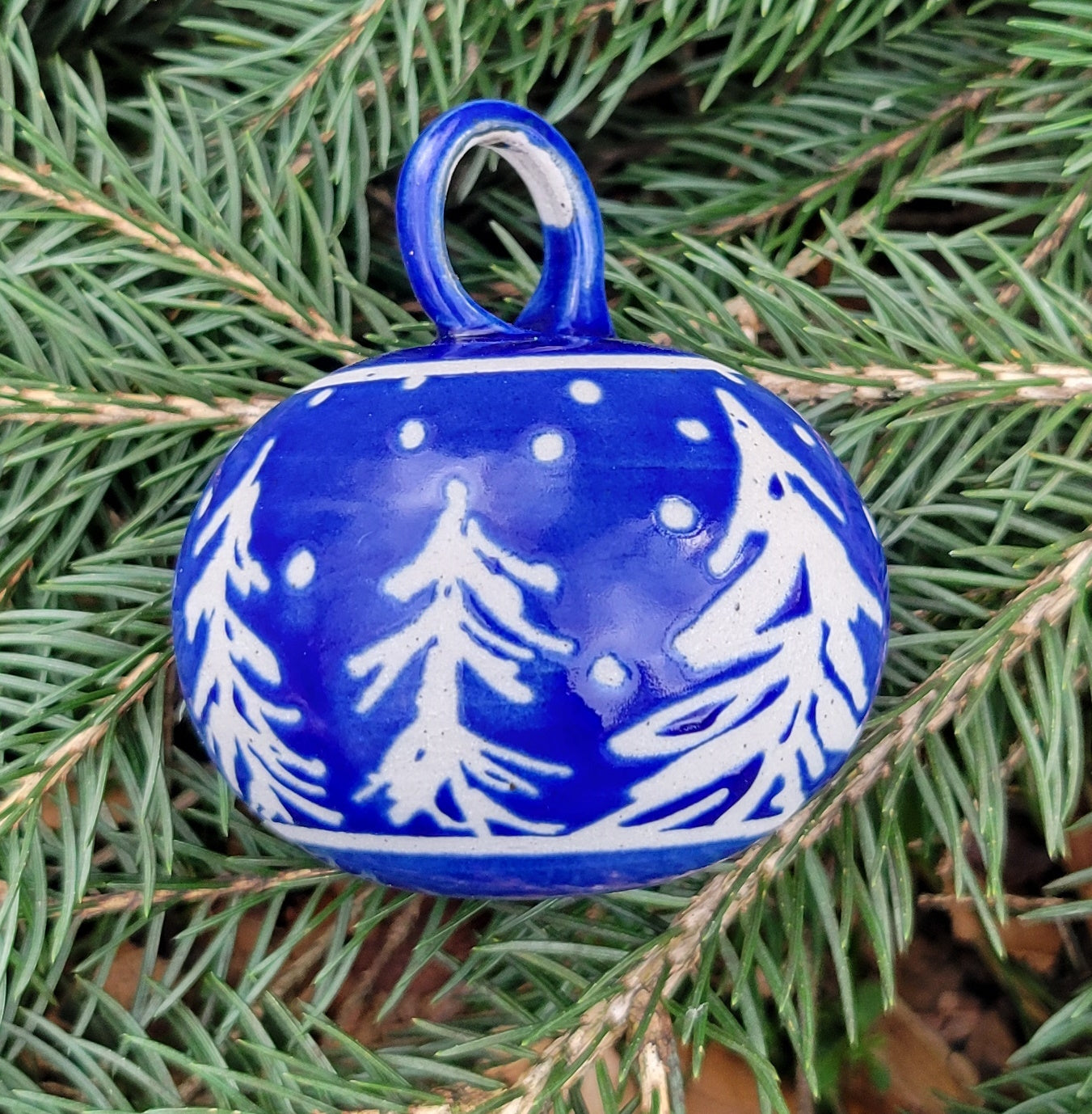 Ornament Glossy Cobalt Pine Trees