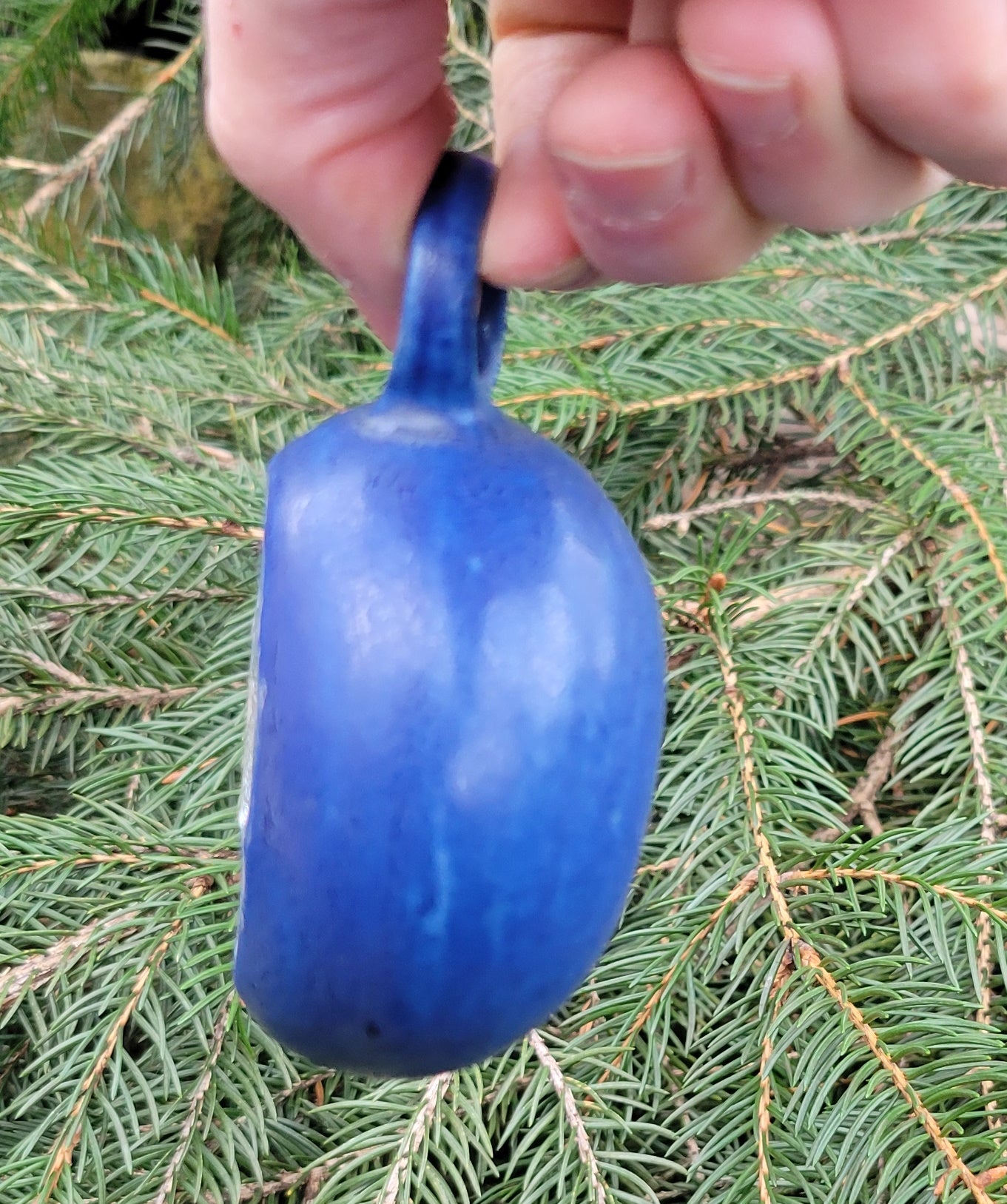 Ornament in Lapis with Silver Leaf