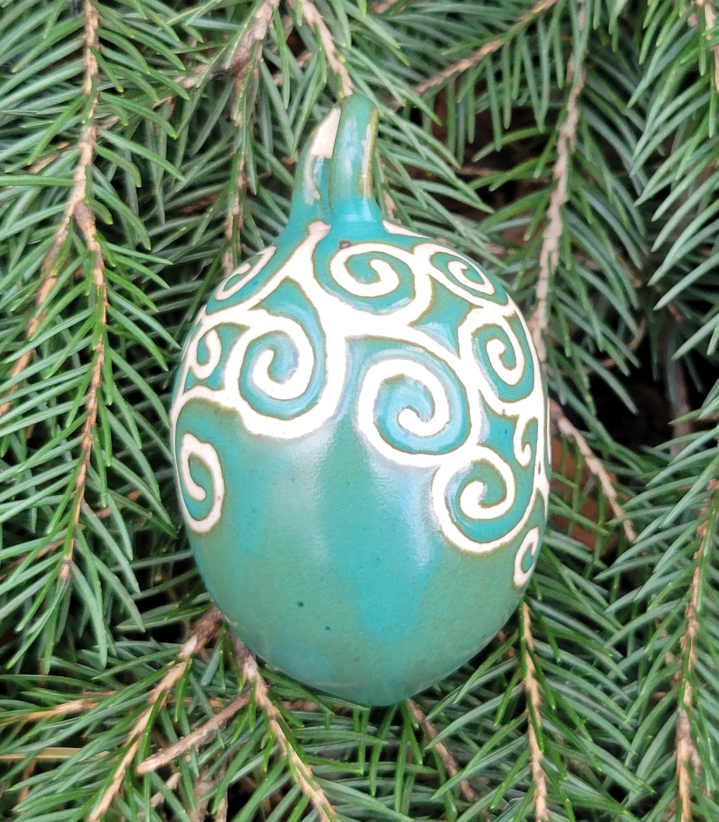 Ornament Pine Green Swirls